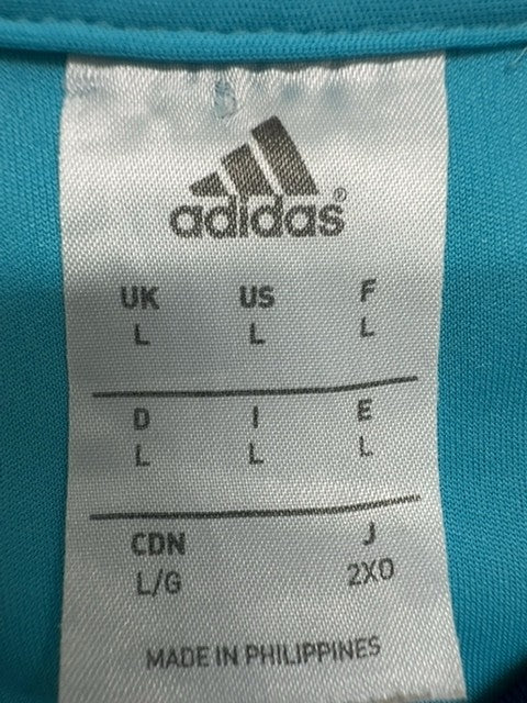Adidas Men's Light Blue Striped Long Sleeve Jersey L V-Neck