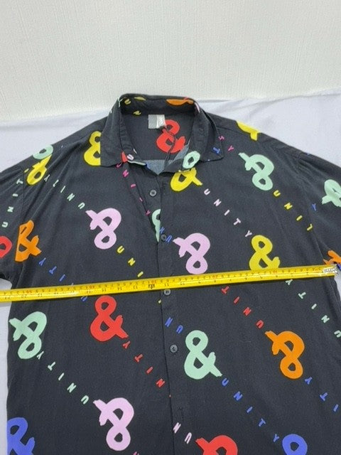 ASOS Unisex Pride Multicolor Button Down Shirt Size S Ampersand Print