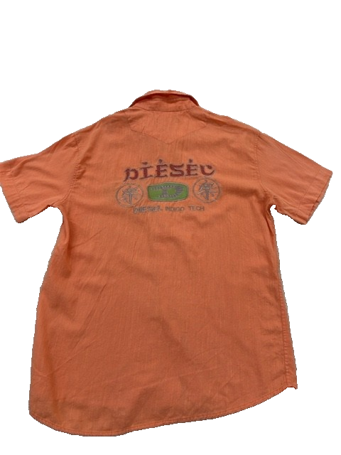 Diesel Men's Orange Short Sleeve Button-Down Shirt Size M Regular