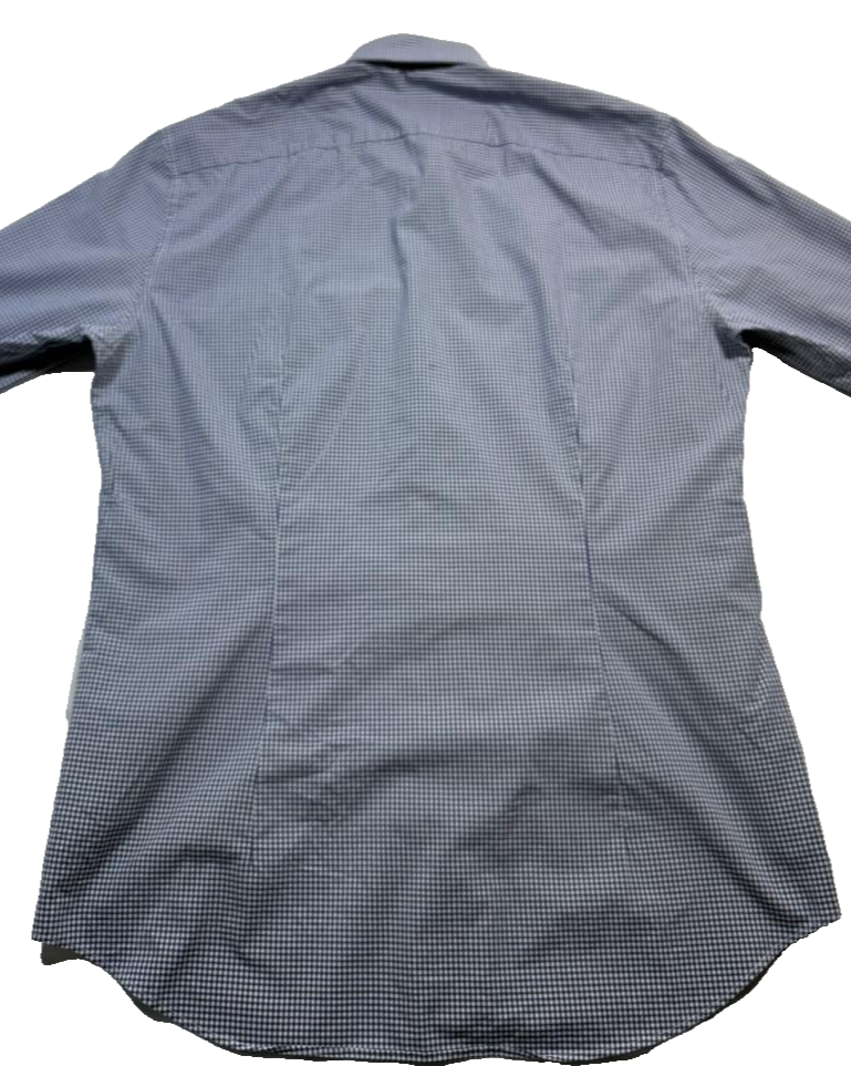 Tommy Hilfiger Men's Blue White Check Dress Shirt Easy Care Size 39