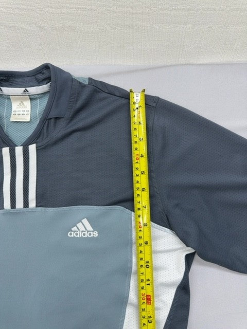 Adidas Men's Cycling Jersey Short Sleeve V-Neck Navy Stripes L