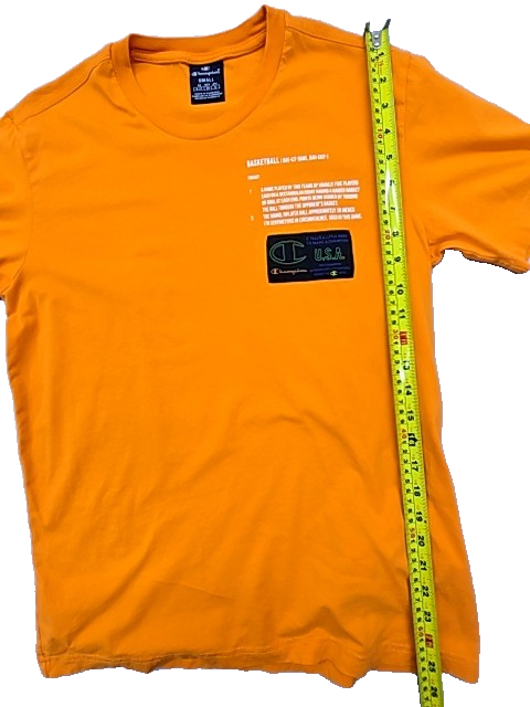 Champion Men's Orange Short Sleeve T-Shirt Small 100% Cotton Tagless