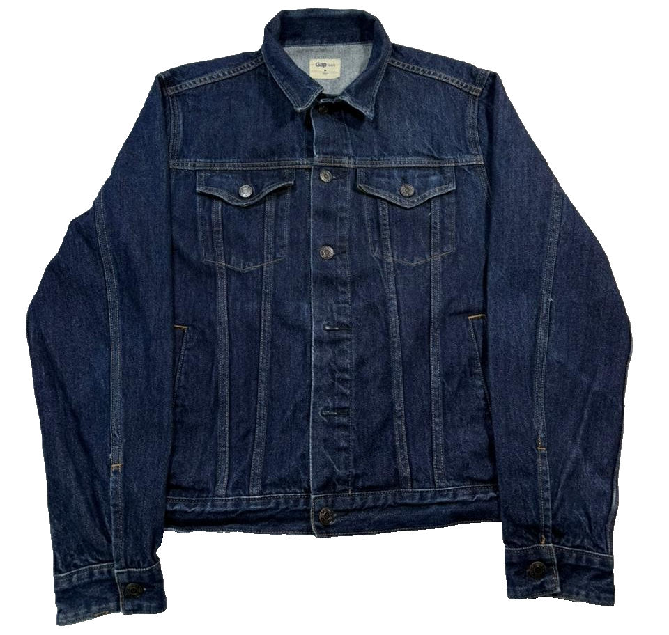 Gap 1969 Men's Dark Wash Denim Jacket Camouflage Camo Liner Trucker Style Size M