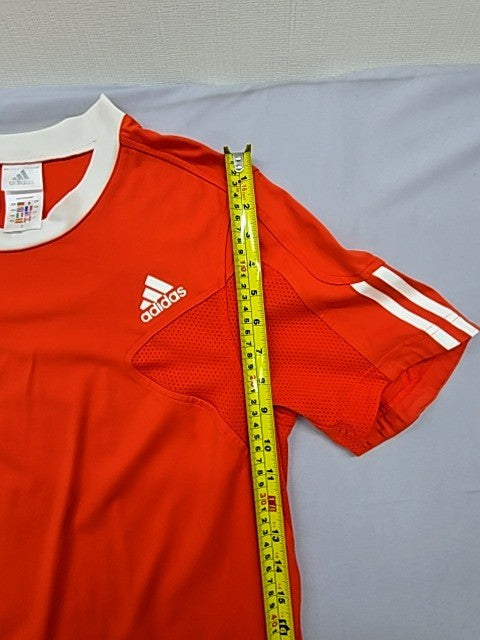 Adidas Men's Red Soccer Jersey L Climalite Short Sleeve Stripes