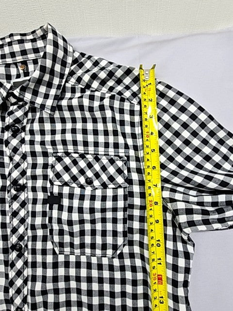 G-Star Raw Men's Black White Gingham Button Down Long Sleeve Shirt L