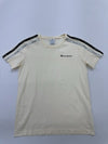 Champion Men Cream Striped Trim Logo T-Shirt Size M Condition Descriptor