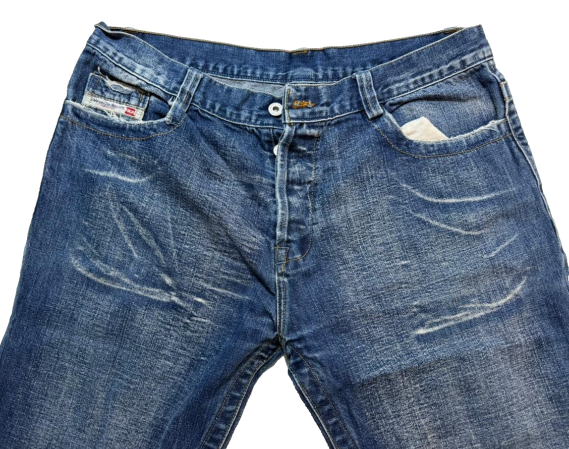 Diesel Industry Men's Blue Denim Jeans Straight Fit Cotton Pants Size 38