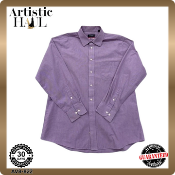 Chaps Men's Purple Check Dress Shirt L 16-16.5" 34/35 Wrinkle Free