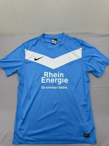 Nike RheinEnergie Blue Soccer Jersey L Dri-FIT Short Sleeve