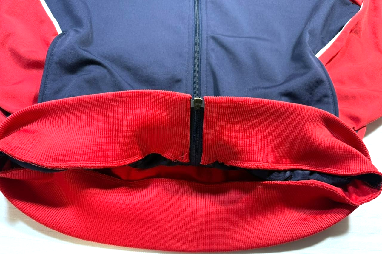 vintage-style red, white, and navy blue track jacket - size M