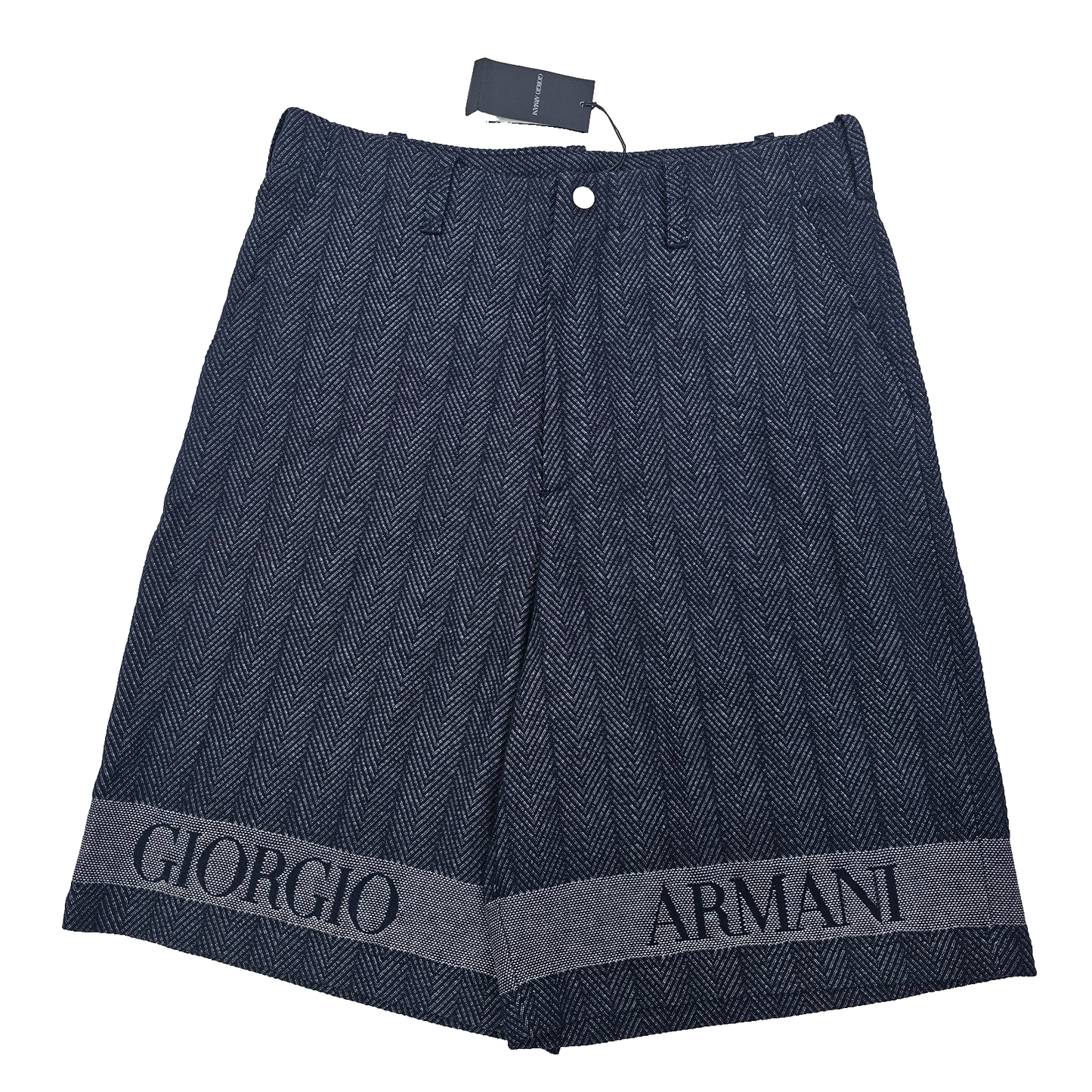 Giorgio Armani Cotton Bermuda Logo Shorts In Jacquard Navy 50 BNWT