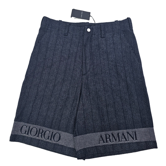Giorgio Armani Unisex Navy Shorts, Logo, Cotton – Ref 8EF43