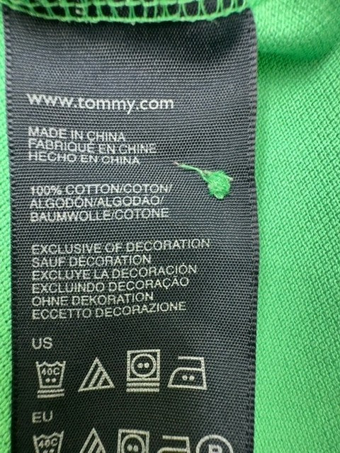 Tommy Hilfiger Men's Green Polo Shirt Size L 100% Cotton Short Sleeve