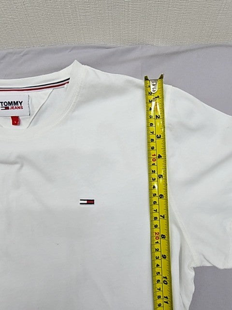 Tommy Jeans Men's White T-Shirt Size L Regular Fit Cotton