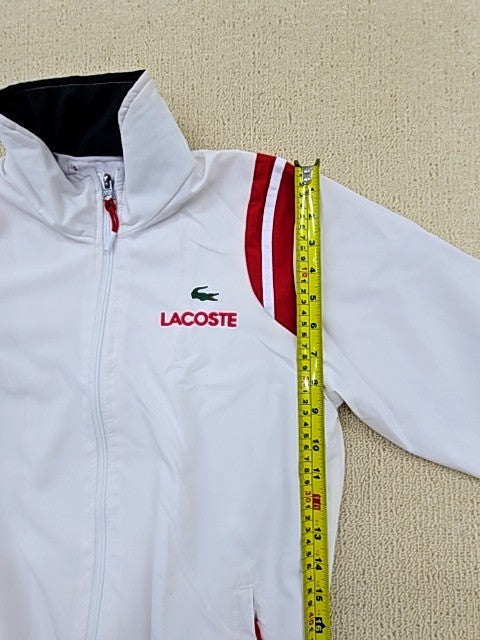 Lacoste Men's White Red Track Jacket Size S Zipper Athletic