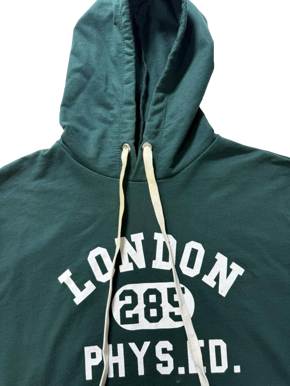 Vintage Style London 289 Phys. Ed. Green Cropped Hoodie Sweatshirt Women's