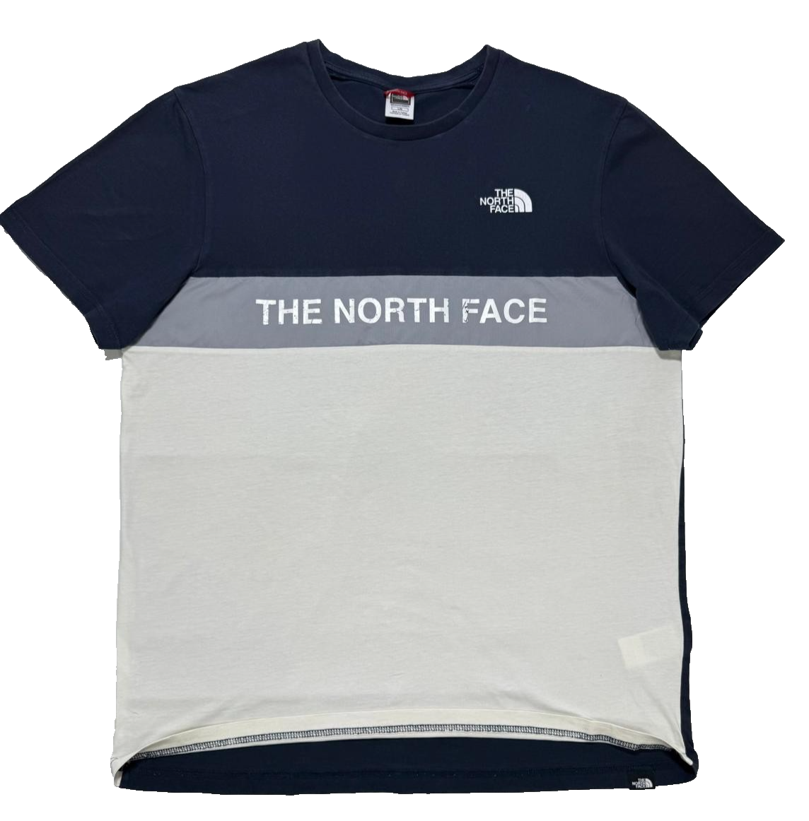 The North Face Men's T-Shirt Woven Colour Block Tnf Crew Neck Cotton Casual Tee