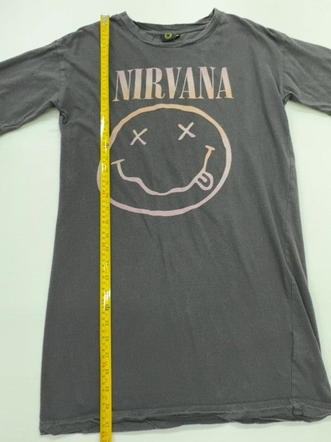 Nirvana Boys Charcoal Smiley Graphic T-Shirt Youth XS 34 Regular