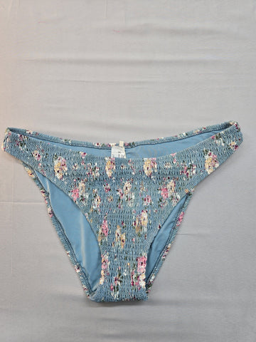 Oysho Women's Blue Floral Brazilian Swim Bottom L Spain