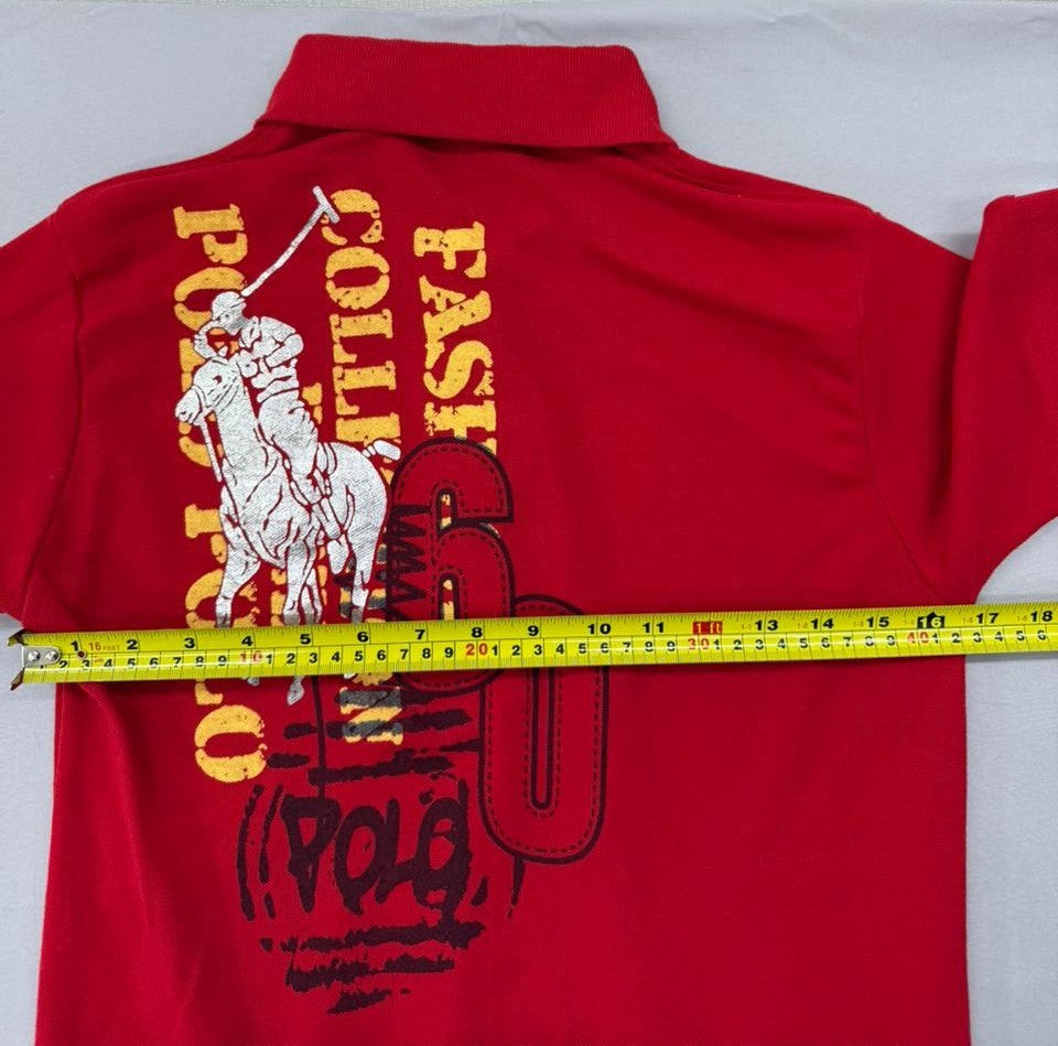 Polo Boys Red Short Sleeve Polo Shirt Size M 100% Cotton