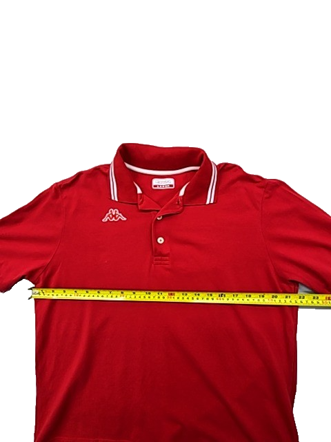 Kappa Men's Large Red Cotton Polo Short Sleeve Collared White Piping