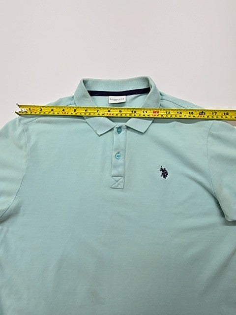 U.S. Polo Assn Men Light Blue Cotton Polo Shirt Size L Regular