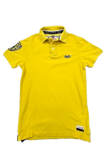 Superdry Men's Yellow Short Sleeve Polo Shirt Small