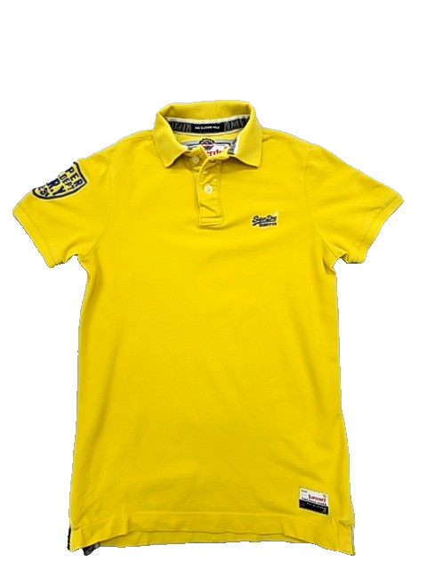 Superdry Men's Yellow Short Sleeve Polo Shirt Small