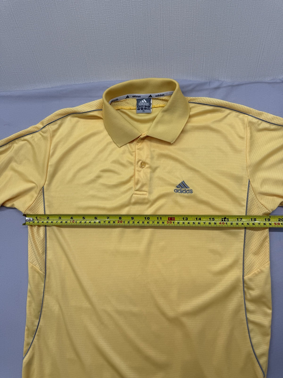 Adidas Men's Yellow Polo Shirt XL Short Sleeve Striped