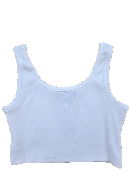 Jordan Women's Cropped Ribbed Tank Top White M Sleeveless