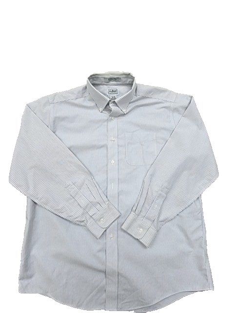L.L.Bean Men's Light Blue Wrinkle Free Oxford Shirt Long Sleeve Traditional