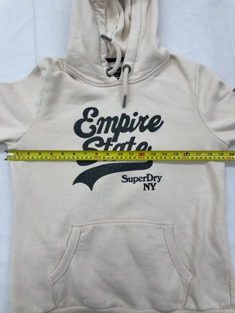 Superdry Men's Large Cream Graphic Hoodie New York Cotton Blend