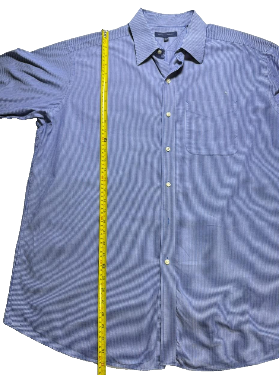 Tommy Hilfiger Men's Shirt | Size XL 34-35 | Blue White Striped