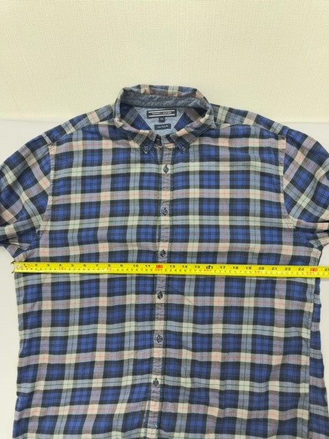 Tommy Hilfiger Men's XXL Blue Multi Plaid Flannel Long Sleeve Button Down Shirt