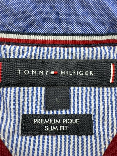Tommy Hilfiger Men's Primary Red Slim Fit Polo Shirt Size L