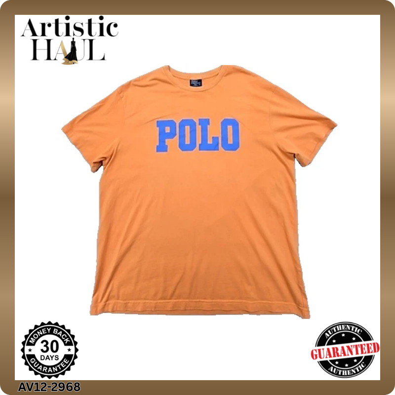 Polo Ralph Lauren Men's Orange T-Shirt Size L Classic Fit Cotton Crewneck