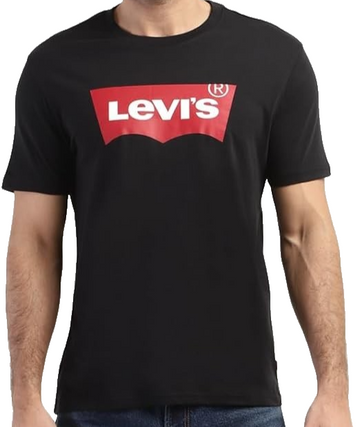 Levi'S Black T-Shirt Red Batwing Logo Classic Cotton Unisex Size M