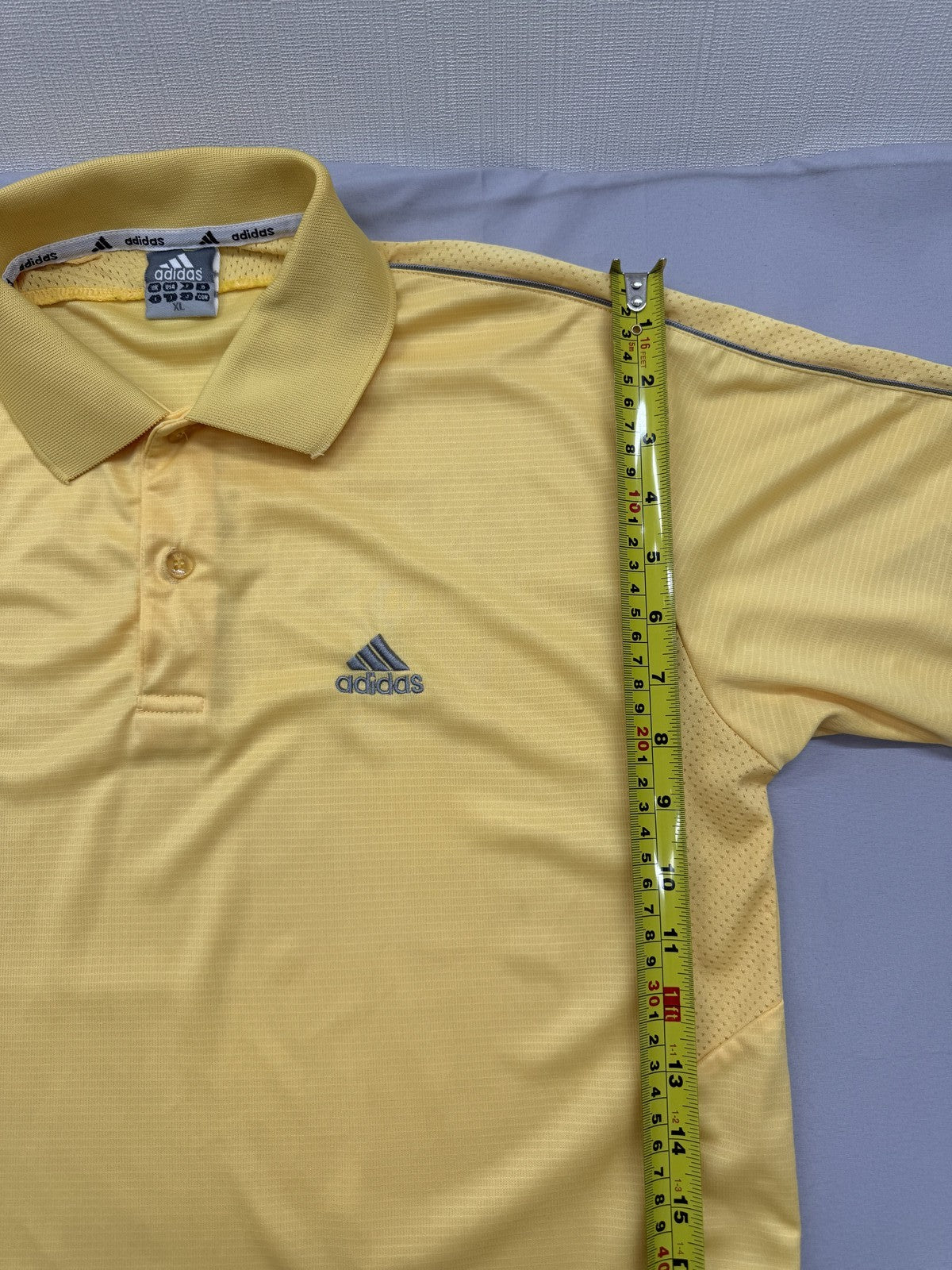 Adidas Men's Yellow Polo Shirt XL Short Sleeve Striped