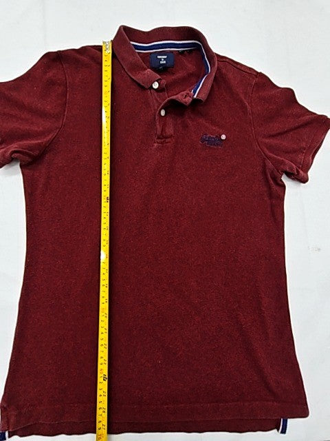 Superdry Men's Burgundy L Short Sleeve Polo Shirt Embroidered Logo