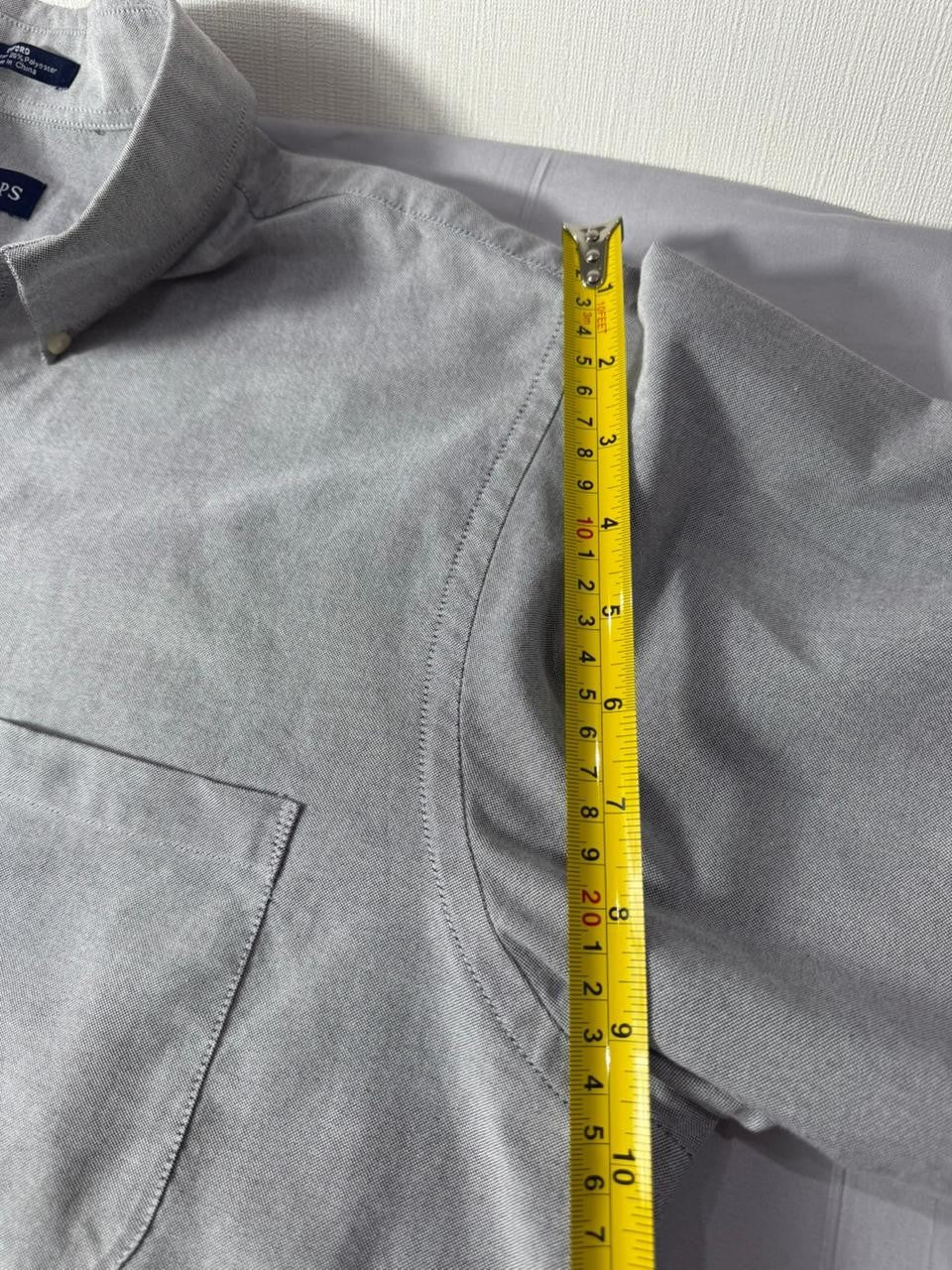 Chaps Gray Oxford Shirt Men's Large Wrinkle Free Button Down Long Sleeve