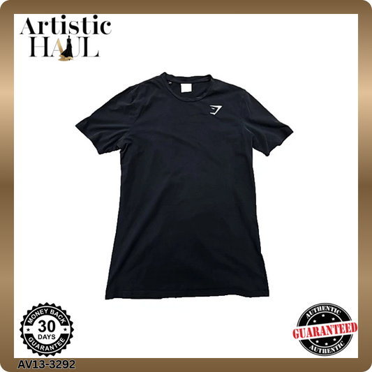Gymshark Unisex Black T-Shirt – Size M, Embroidered