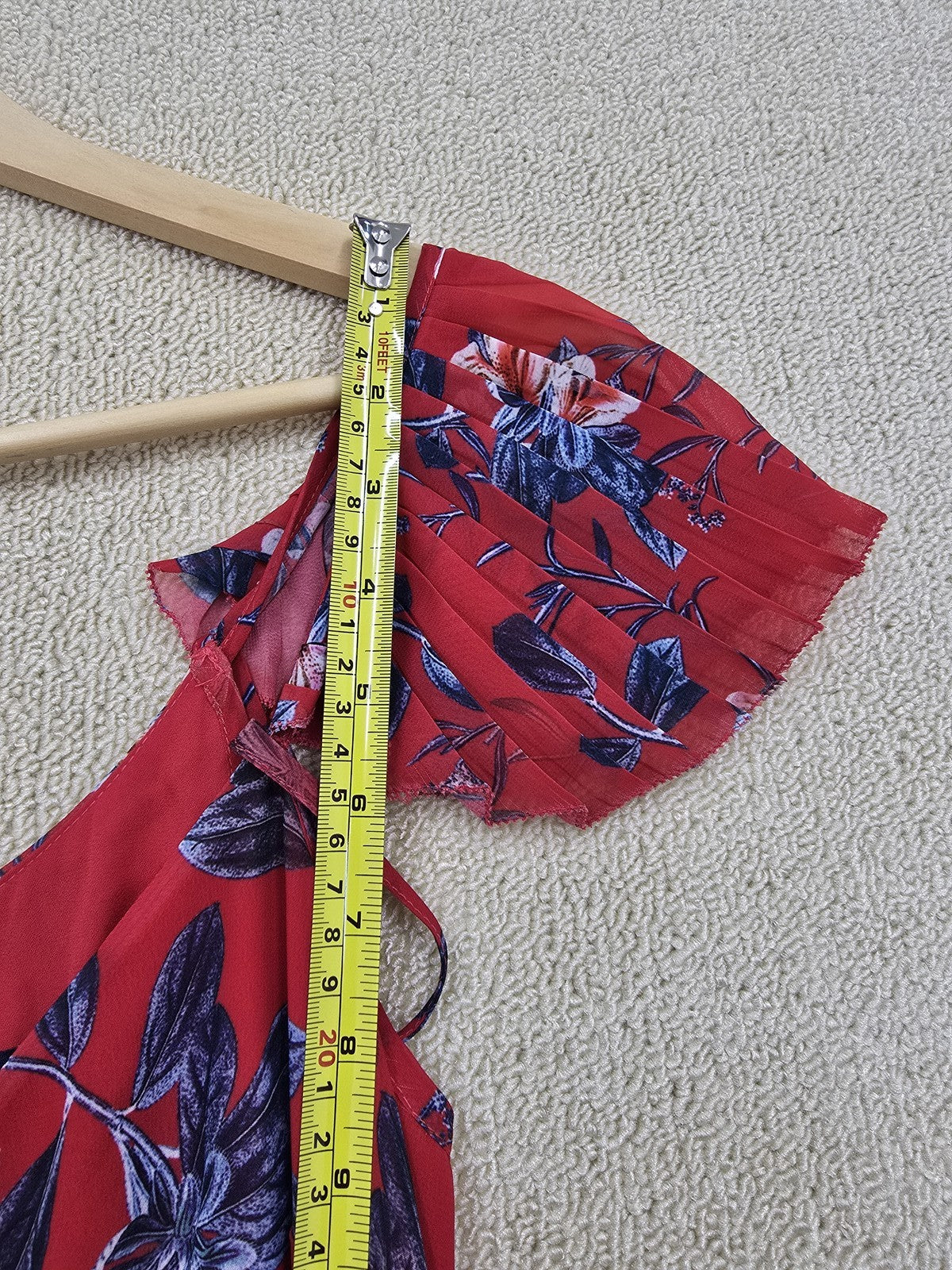 French Connection Red Floral Off Shoulder Maxi Dress XS