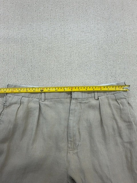 Polo Ralph Lauren Men's Beige Pleated Linen Pants Straight Leg Reg