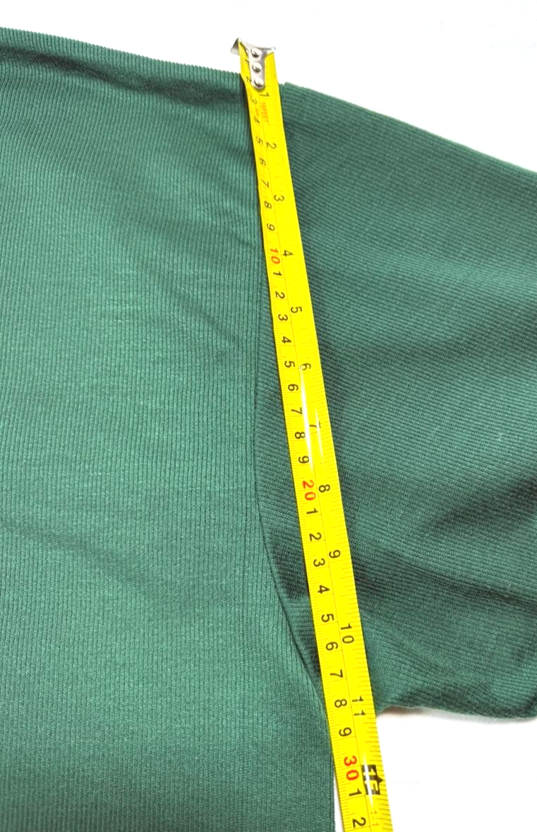 Fila Green Cotton Polo Shirt With White And Navy Striped Collar - Size L