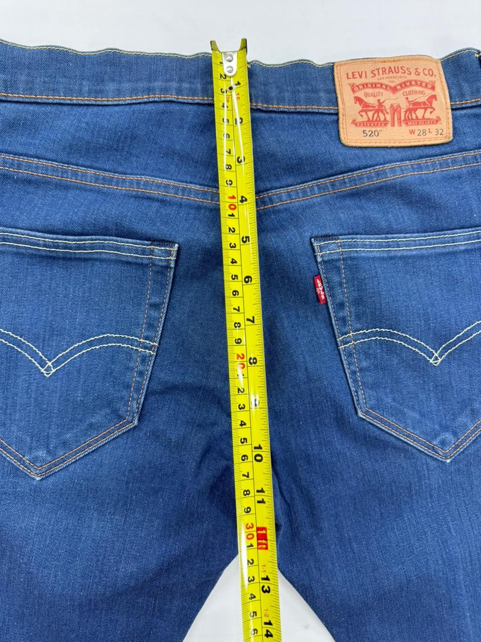 Levi's Men's 520 Tapered Slim Jeans W28 L32 Blue Denim Zip