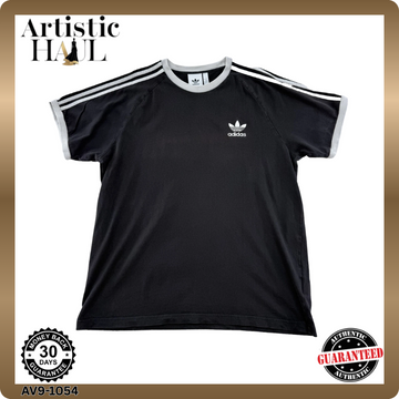 Adidas Black Striped 3-Stripes Short Sleeve Crewneck T-Shirt Unisex