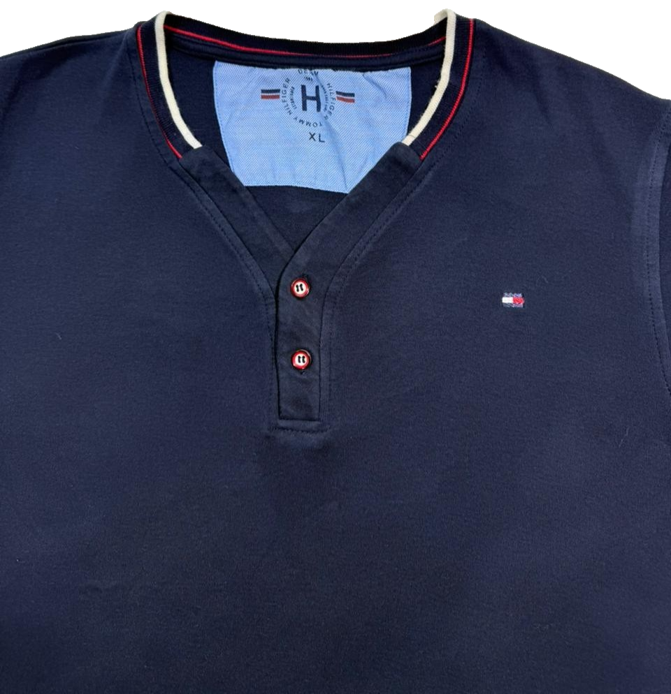 Tommy Hilfiger Men's Navy Blue Shirt, Size XL, Button Casual Short Sleeve
