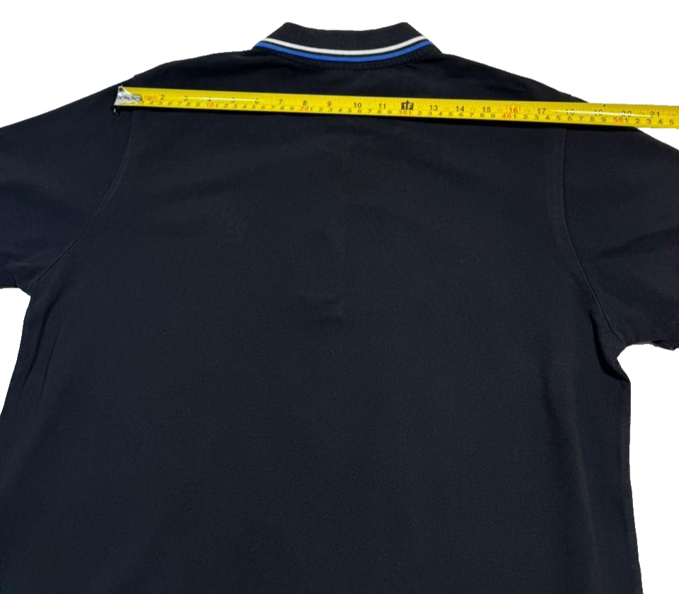 Kappa Men's Black Pique Polo Shirt Embroidered Blue Logo Short Sleeve Size L
