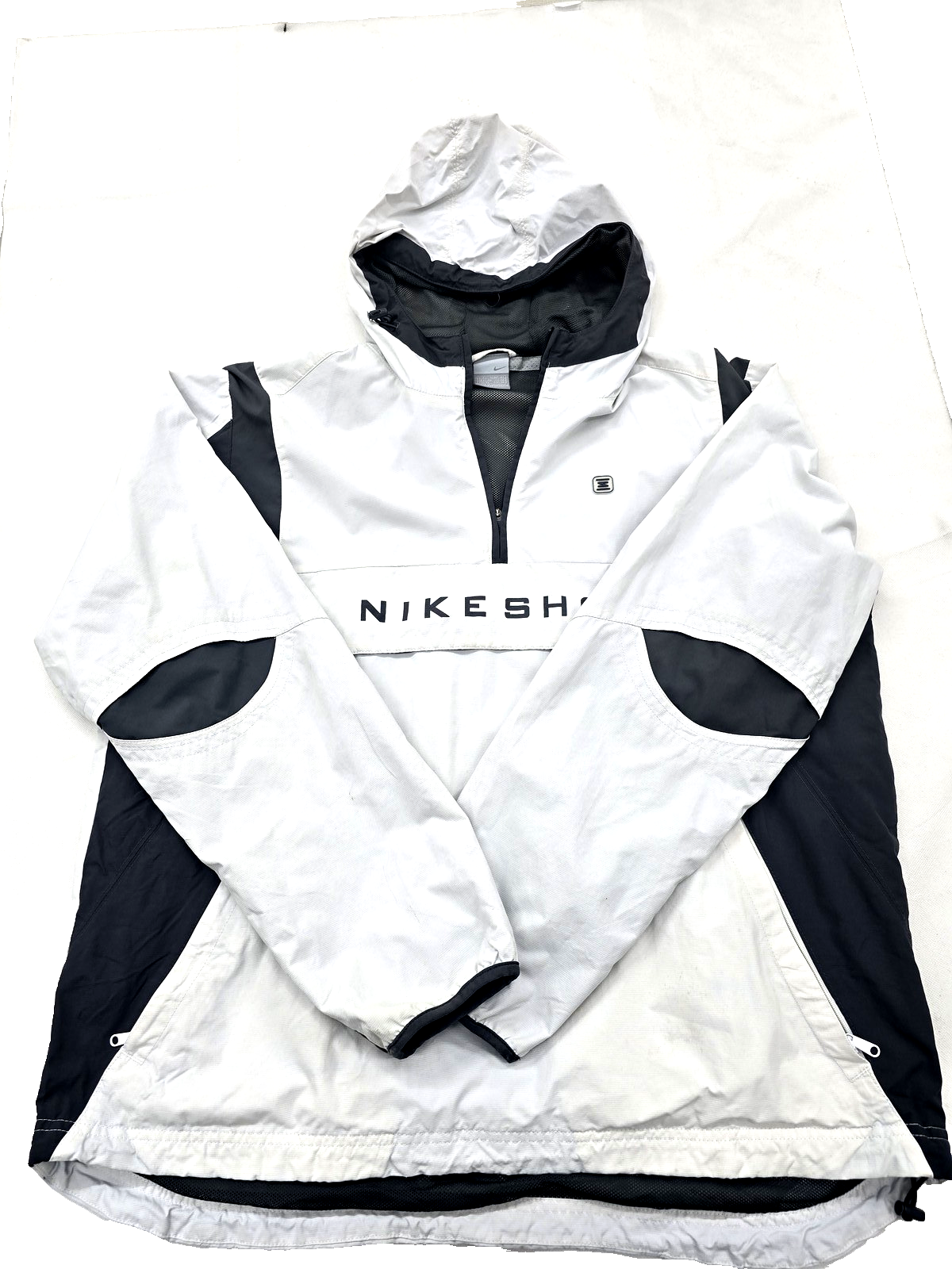 Nike Men's L White/Black Color Block Hooded Windbreaker Zipper