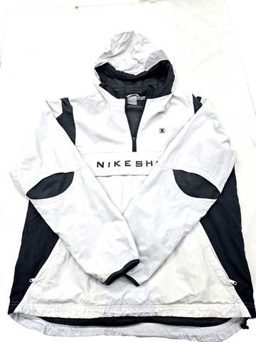 Nike Men's L White/Black Color Block Hooded Windbreaker Zipper